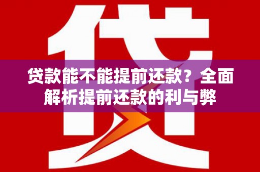 南充贷款能不能提前还款？全面解析提前还款的利与弊
