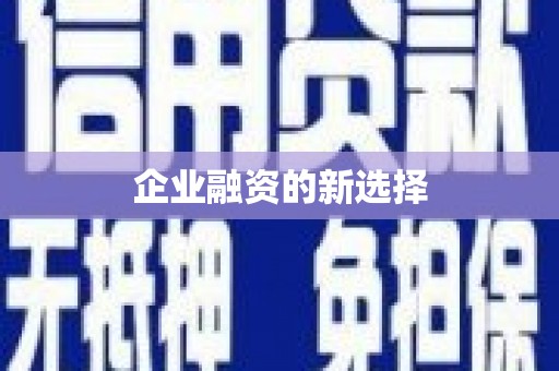 南充企业融资的新选择