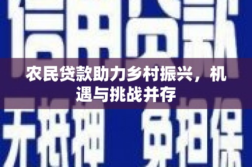 南充农民贷款助力乡村振兴，机遇与挑战并存