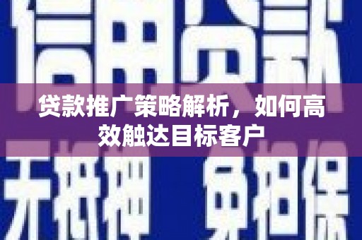 南充贷款推广策略解析，如何高效触达目标客户