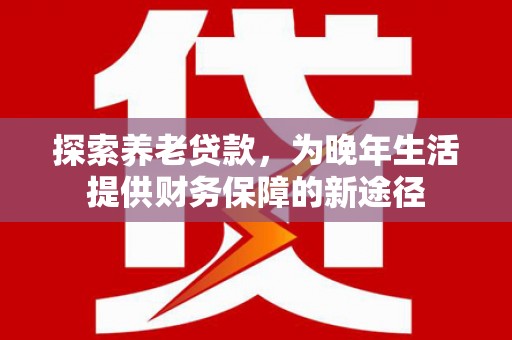 南充探索养老贷款，为晚年生活提供财务保障的新途径