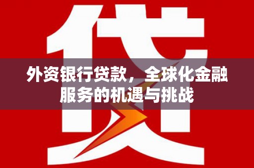 南充外资银行贷款，全球化金融服务的机遇与挑战