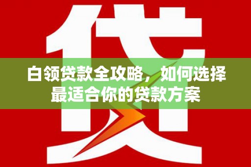 南充白领贷款全攻略，如何选择最适合你的贷款方案